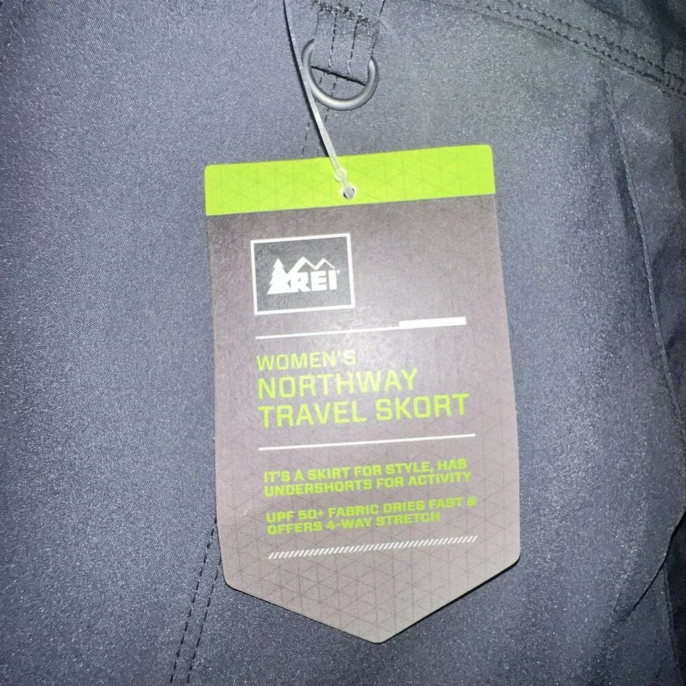 REI Women’s Northway Travel Skort Dark Grey Shorts Skort New with Tag 8 Gorpcore